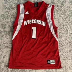 Youth Large Adidas Red Wisconsin Badgers Jersey